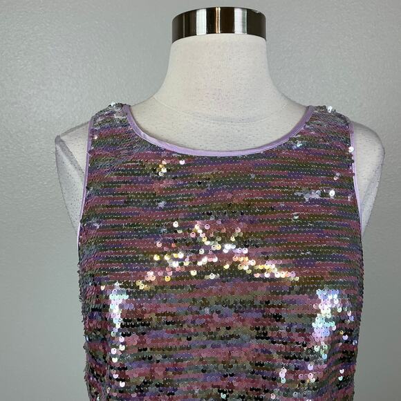 Vince Camuto Sparkly Sequined Mini Sheath Cocktail Dress Size 6 Pink and Silver - Picture 7 of 13